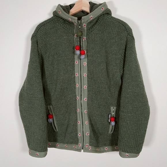 LAUNDROMAT | CHUNKY GREEN WOOL CARDIGAN - Picture 1 of 14